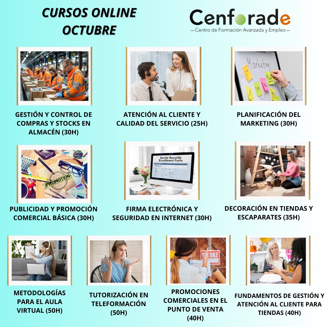 Cursos online octubre en cenforade