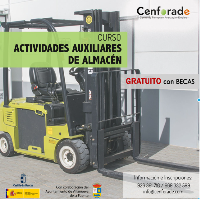 Curso gratuito en actividades auxiliares de almacén con módulo de carretillero